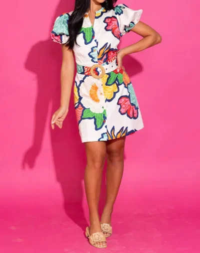 Alden Adair Blakely Mini Dress In Cloud Bouquet In Multi