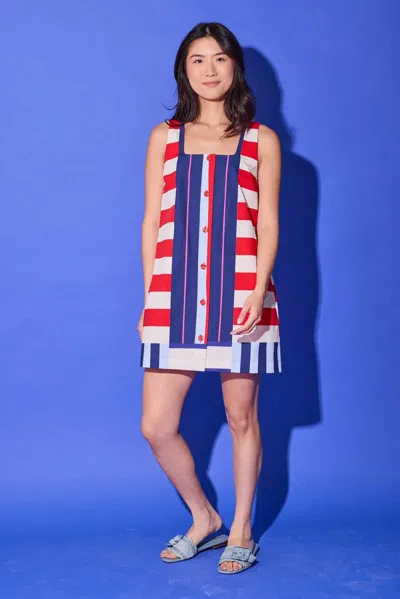 Alden Adair Bryson Mini Dress In Maritime Stripe In Blue