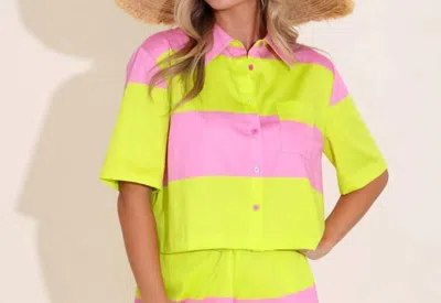 Alden Adair Cabana Stripe Top In Yellow In Green