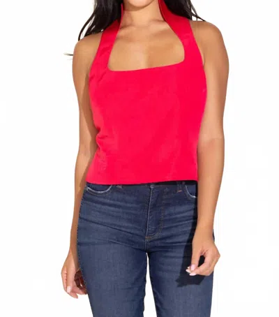 Alden Adair Calla Halter Top In Poppy Pink In Red