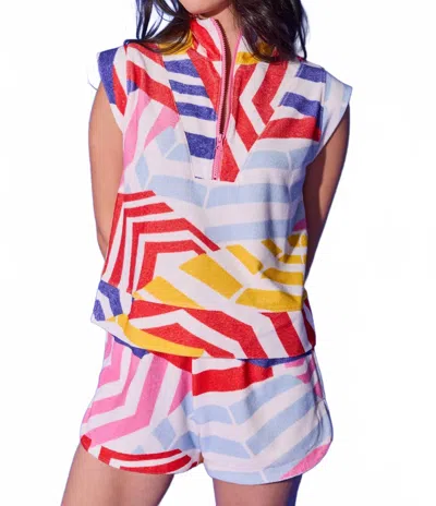 Alden Adair Clara Zip Up Top In Umbrella In Multi