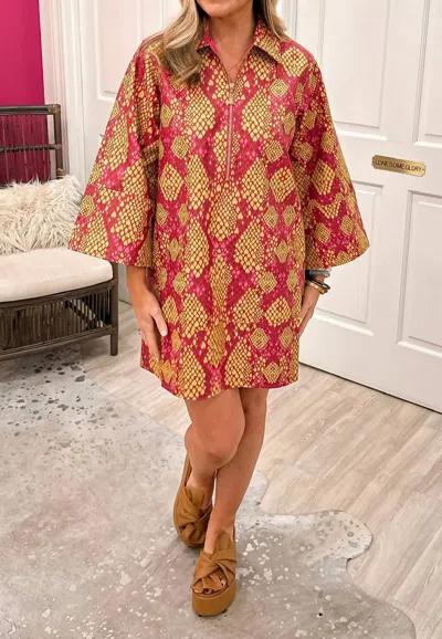 Alden Adair Dakota Long Sleeve Mini Dress In Serpent In Pink