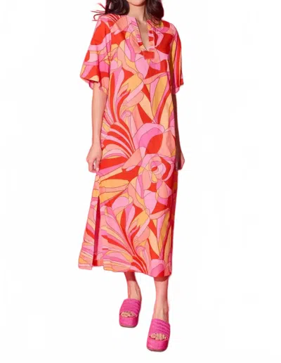 Alden Adair Delaney Midi Dress In Moroccan Poppy In Pink