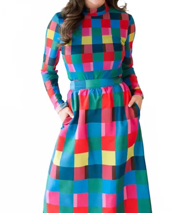 Alden Adair Eliza Long Sleeve Top In Holiday Check In Multi
