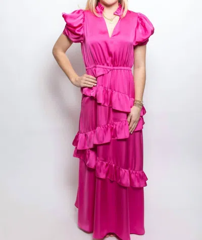 Alden Adair Erin Silky Dress In Hot Pink