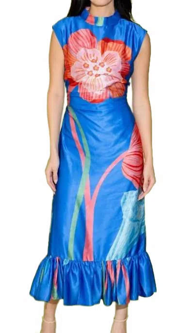 Alden Adair Estelle Dress In Royal Florance In Blue