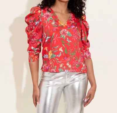 Alden Adair Finley Floral Top In Red In Multi
