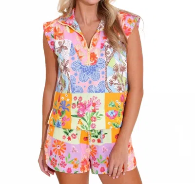 Alden Adair French Terry Top In Floral Sketch In Multi