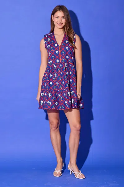 Alden Adair Gia Mini Dress In Navy Cherry In Multi