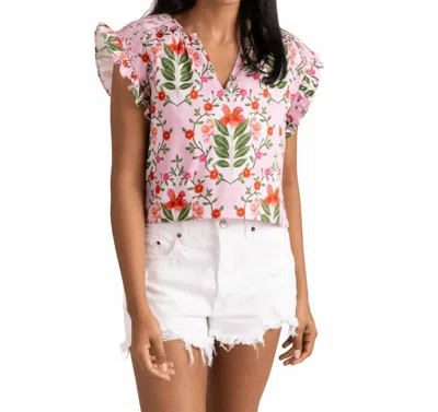 Alden Adair Gigi V-neck Top In Pink Bouquet