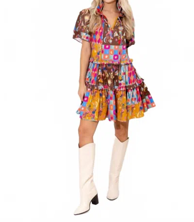 Alden Adair Hallie Ruffle Hem Dress In Triple Crown Equestrian In Multi