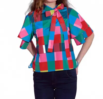 Alden Adair Heddy Top In Holiday Check In Blue