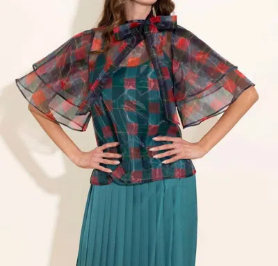 Alden Adair Holiday Plaid Heddy Top In Green In Multi