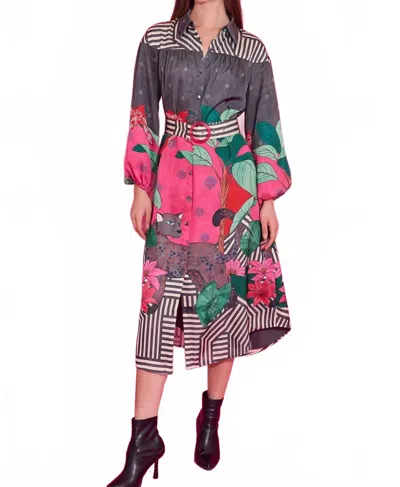 Alden Adair Jane Button Down Midi Dress In Colony Stripe In Multi