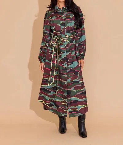 Alden Adair Jane Long Sleeve Dress In Neon Camo In Multi