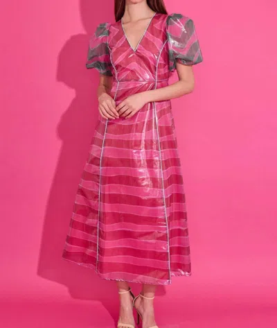 Alden Adair Jillian Midi Dress In Ziggy Lipstick In Pink