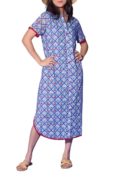 Alden Adair Josie Midi Dress In Light Blue Cherry In Multi