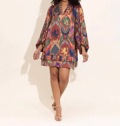 Alden Adair Liza Dress In Royal Ikat In Multi