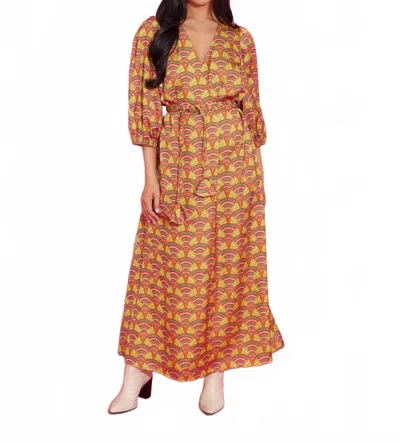 Alden Adair Lizzie Midi Dress In Tightrope In Yellow