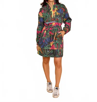 Alden Adair Logan Long Sleeve Mini Dress In Animal Kingdom In Multi