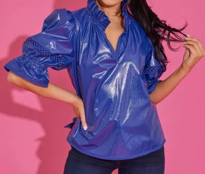 Alden Adair Lottie Puff Sleeves Top In Azure In Blue