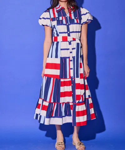 Alden Adair Luna Midi Dress In Maritime Stripe In Multi