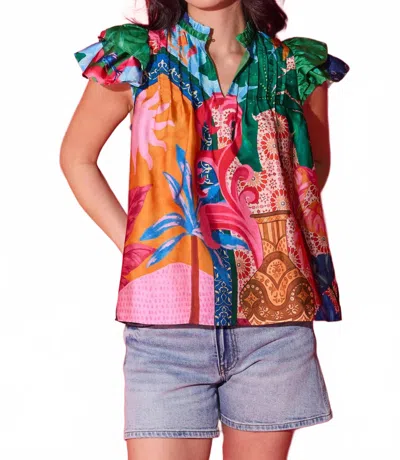 Alden Adair Mattie Cap Sleeve Top In Marrackech In Multi