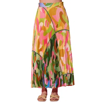 Alden Adair Mcneil Pleated Skirt In Hall Of Mirrors In Green