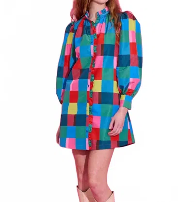 Alden Adair Nora Long Sleeve Dress In Holiday Check In Multi