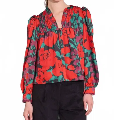 Alden Adair Oliver Puff Sleeve Blouse In Legacy Floral In Multi
