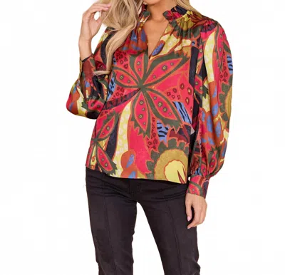 Alden Adair Phoebe Cuffed Sleeve Top In Jungle Floral In Multi