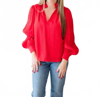 Alden Adair Phoebe Long Sleeve Top In Lipstick In Red