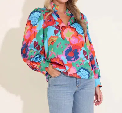 Alden Adair Phoebe Top In Lotus In Blue