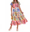 Alden Adair Rachel Dress In Floral Sketch In Multi