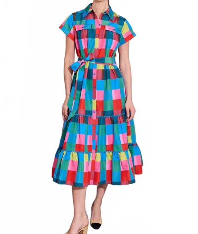 Alden Adair Rachel Midi Dress In Holiday Check In Multi