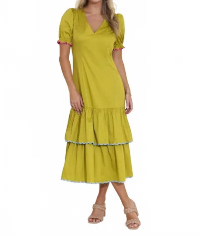 Alden Adair Riley Mini Dress In Grass In Yellow