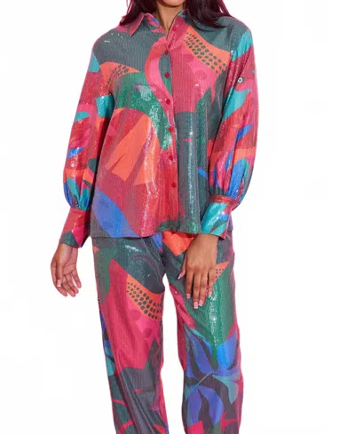 Alden Adair Sadie Long Sleeve Top In Tropical Jingle In Multi