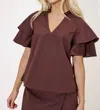 Alden Adair Sandra Top In Chocolate In Gold