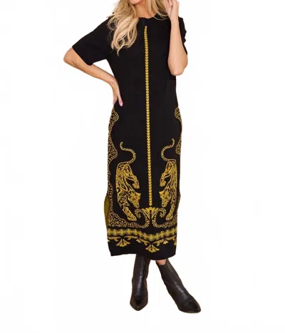 Alden Adair Scout Midi Dress In Pouncing Panther In Black