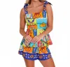 Alden Adair Valerie Pattern Pinted Tank Top In Nirvana In Blue