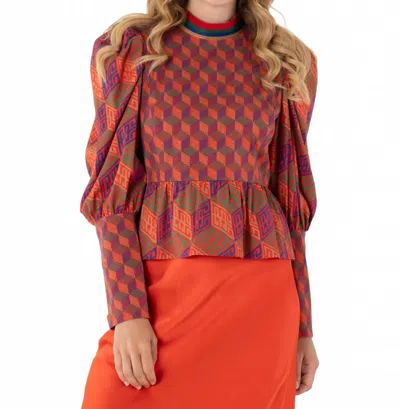 Alden Adair Zoe Top In Vintage Monogram In Red
