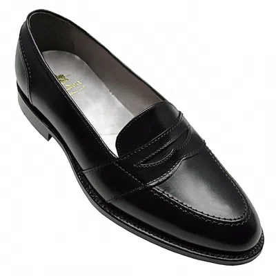 Alden Shoe Company Men's Full Strap Slip-on Penny Loafer In Black Calfskin