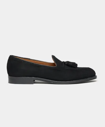 Alden Shoe Company Men's Todd Snyder X Alden Suede Blackout Tassel Loafer In Black, Size 11.5
