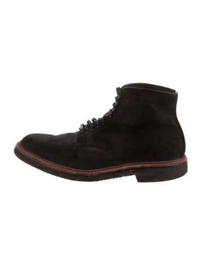 Pre-owned Alden Shoe Company Suede Lace-up Boots In Black