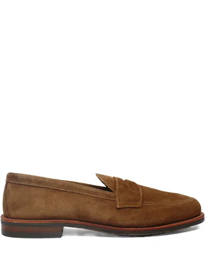 Alden Shoe Company Suede Penny Loafers In Brown