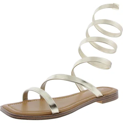 Aldo 4500317710 Womens Tiered Manmade Lace Up Flats In Gold