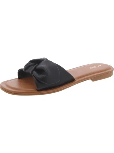 Aldo Abayrith Womens Faux Leather Round Toe Flatform Sandals In Black