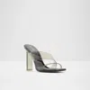 Aldo Aderra 13424093 Sandals Women's Clear Strap Square Toe Block Heel Jobb256 In Black