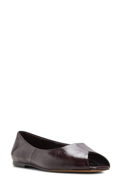 Aldo Alieiki Peep Toe Flat In Burgundy