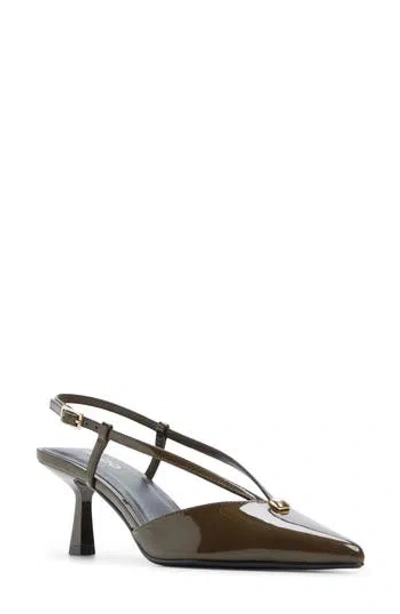 Aldo Arlene Faux Leather Slingback Pump In Forest Night Synthetic Patent